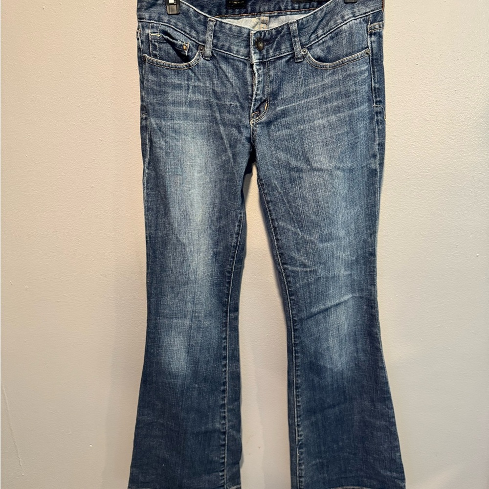 X2 Blue Flare Wide Leg Jeans with Distressed Details - Picture 3 of 6